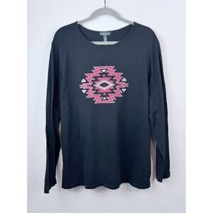 Lauren Jeans Co Ralph Lauren Long Sleeve Top Sz 2X Southwestern Aztec Cowgirl